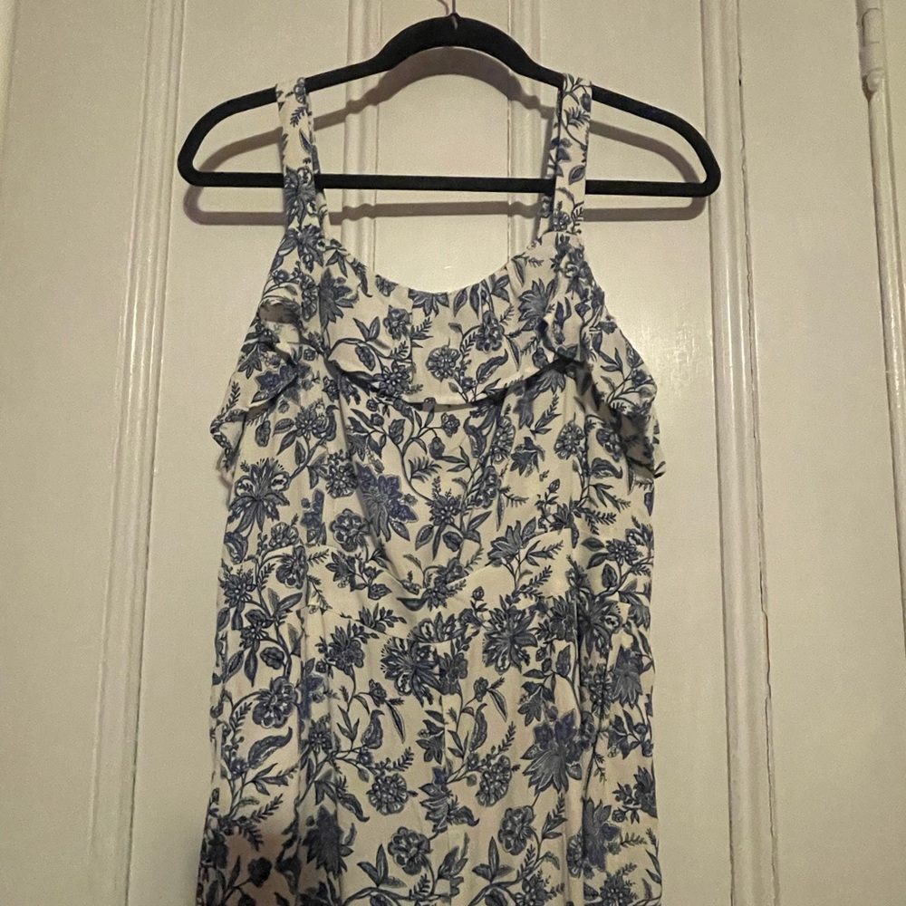 Floral Blue and White Patterned Jumpsuit